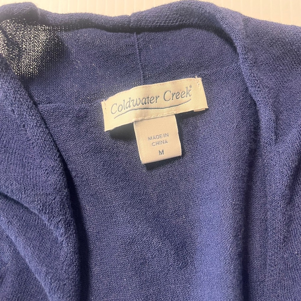 Coldwater Creek Navy Blue Open Front Cardigan Sweater Cotton Blend Medium - Picture 4 of 4